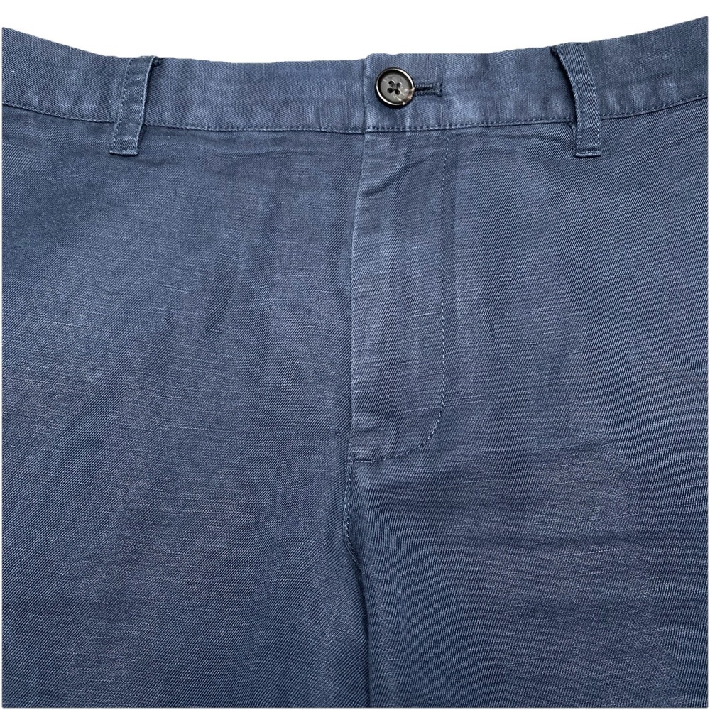 Jomers Pants 33 (35x32.5) Baird McNutt Linen Cotton Flat Front Preppy Faded Blue